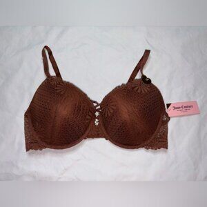 Juicy Couture NWT Size 40D Cocoa Powder Brown Lace Push Up Underwire Bra